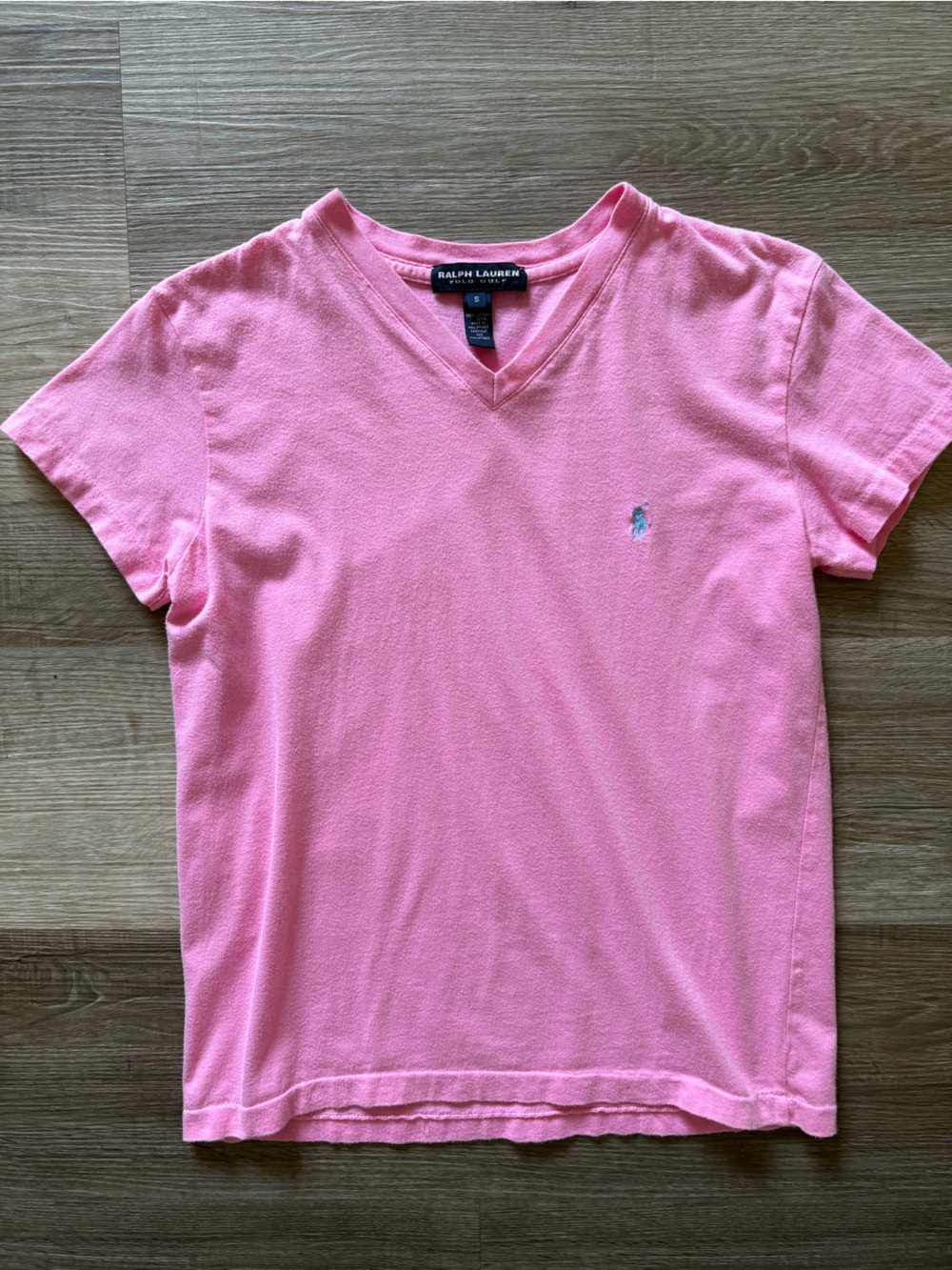 Ralph Lauren Polo Golf Shirt Womens S Pink V-Neck Short Sleeve Cotton Tee